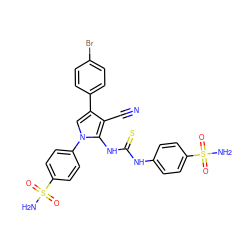 N#Cc1c(-c2ccc(Br)cc2)cn(-c2ccc(S(N)(=O)=O)cc2)c1NC(=S)Nc1ccc(S(N)(=O)=O)cc1 ZINC000299836656