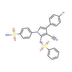 N#Cc1c(-c2ccc(Br)cc2)cn(-c2ccc(S(N)(=O)=O)cc2)c1NS(=O)(=O)c1ccccc1 ZINC000299833744