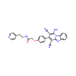 N#Cc1c(-c2ccc(OCC(=O)NCCc3ccncc3)cc2)c(C#N)c2nc3ccccc3n2c1N ZINC000072175148