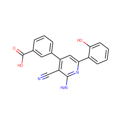 N#Cc1c(-c2cccc(C(=O)O)c2)cc(-c2ccccc2O)nc1N ZINC000013488162