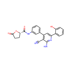 N#Cc1c(-c2cccc(NC(=O)[C@@H]3CCC(=O)O3)c2)cc(-c2ccccc2O)nc1N ZINC000013488156