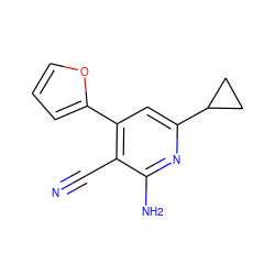 N#Cc1c(-c2ccco2)cc(C2CC2)nc1N ZINC000019708503