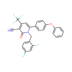 N#Cc1c(C(F)(F)F)cc(-c2ccc(Oc3ccccc3)cc2)n(Cc2ccc(F)cc2F)c1=O ZINC000118786504