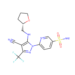 N#Cc1c(C(F)(F)F)nn(-c2ccc(S(N)(=O)=O)cn2)c1NC[C@@H]1CCCO1 ZINC000028563111