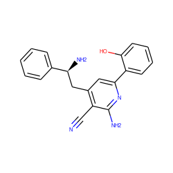 N#Cc1c(C[C@H](N)c2ccccc2)cc(-c2ccccc2O)nc1N ZINC000028366139