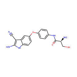 N#Cc1c(N)[nH]c2ccc(Oc3ccc(NC(=O)[C@@H](N)CO)cc3)cc12 ZINC000034281222