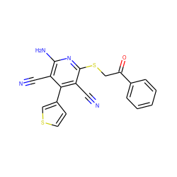 N#Cc1c(N)nc(SCC(=O)c2ccccc2)c(C#N)c1-c1ccsc1 ZINC000053243451