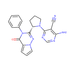 N#Cc1c(N)ncnc1N1CCC[C@H]1c1nn2cccc2c(=O)n1-c1ccccc1 ZINC000205604120