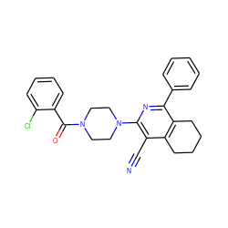 N#Cc1c(N2CCN(C(=O)c3ccccc3Cl)CC2)nc(-c2ccccc2)c2c1CCCC2 ZINC000020827679