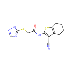 N#Cc1c(NC(=O)CSc2ncn[nH]2)sc2c1CCCC2 ZINC000018093632