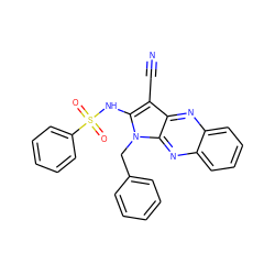 N#Cc1c(NS(=O)(=O)c2ccccc2)n(Cc2ccccc2)c2nc3ccccc3nc12 ZINC000002302986