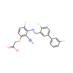 N#Cc1c(OCC(=O)O)ccc(F)c1NCc1cc(-c2cccc(F)c2)ccc1F ZINC000218855601