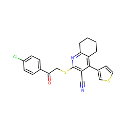 N#Cc1c(SCC(=O)c2ccc(Cl)cc2)nc2c(c1-c1ccsc1)CCCC2 ZINC000053243210