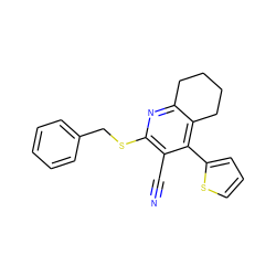 N#Cc1c(SCc2ccccc2)nc2c(c1-c1cccs1)CCCC2 ZINC000002273180