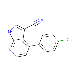 N#Cc1c[nH]c2nccc(-c3ccc(Cl)cc3)c12 ZINC001236090514