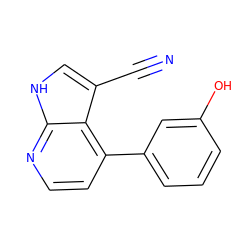 N#Cc1c[nH]c2nccc(-c3cccc(O)c3)c12 ZINC000142854542