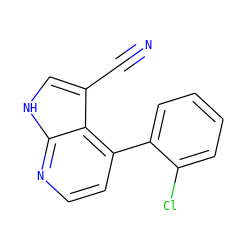 N#Cc1c[nH]c2nccc(-c3ccccc3Cl)c12 ZINC001222437128