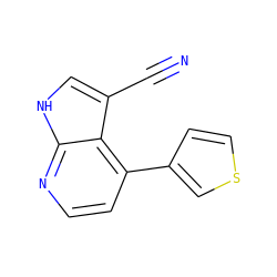 N#Cc1c[nH]c2nccc(-c3ccsc3)c12 ZINC000219690686