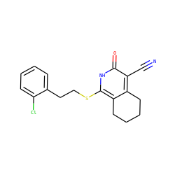 N#Cc1c2c(c(SCCc3ccccc3Cl)[nH]c1=O)CCCC2 ZINC000073168274