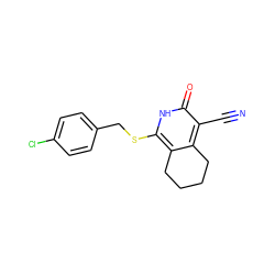 N#Cc1c2c(c(SCc3ccc(Cl)cc3)[nH]c1=O)CCCC2 ZINC000073129771