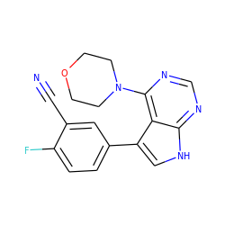 N#Cc1cc(-c2c[nH]c3ncnc(N4CCOCC4)c23)ccc1F ZINC000299865084