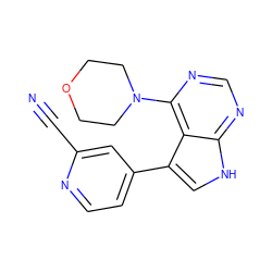 N#Cc1cc(-c2c[nH]c3ncnc(N4CCOCC4)c23)ccn1 ZINC000299857395