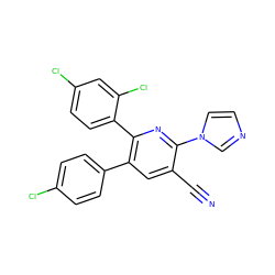 N#Cc1cc(-c2ccc(Cl)cc2)c(-c2ccc(Cl)cc2Cl)nc1-n1ccnc1 ZINC000028902990