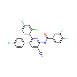 N#Cc1cc(-c2ccc(Cl)cc2)c(-c2ccc(Cl)cc2Cl)nc1NC(=O)c1ccc(F)c(F)c1 ZINC000028903002