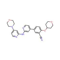 N#Cc1cc(-c2ccnc(Nc3cc(N4CCOCC4)ccn3)c2)ccc1OC1CCOCC1 ZINC000146558492