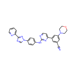 N#Cc1cc(-c2ccnc(Nc3ccc(-n4cnc(-c5ccccn5)n4)cc3)n2)cc(N2CCOCC2)c1 ZINC000045318638