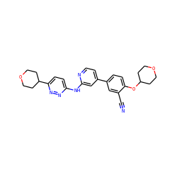 N#Cc1cc(-c2ccnc(Nc3ccc(C4CCOCC4)nn3)c2)ccc1OC1CCOCC1 ZINC000146504918