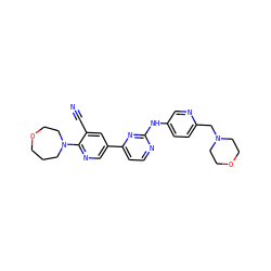 N#Cc1cc(-c2ccnc(Nc3ccc(CN4CCOCC4)nc3)n2)cnc1N1CCCOCC1 ZINC001772616211