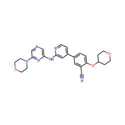 N#Cc1cc(-c2ccnc(Nc3cncc(N4CCOCC4)n3)c2)ccc1OC1CCOCC1 ZINC000146488923