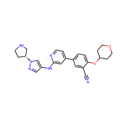 N#Cc1cc(-c2ccnc(Nc3cnn([C@@H]4CCNC4)c3)c2)ccc1OC1CCOCC1 ZINC000146536608