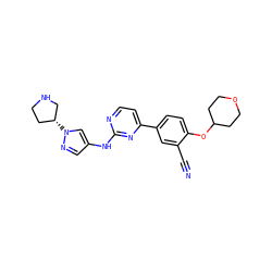 N#Cc1cc(-c2ccnc(Nc3cnn([C@@H]4CCNC4)c3)n2)ccc1OC1CCOCC1 ZINC000146529407