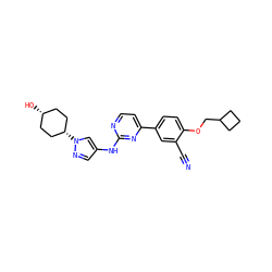 N#Cc1cc(-c2ccnc(Nc3cnn([C@H]4CC[C@@H](O)CC4)c3)n2)ccc1OCC1CCC1 ZINC000261186949