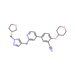 N#Cc1cc(-c2ccnc(Nc3cnn(C[C@@H]4CCOC4)c3)c2)ccc1OC1CCOCC1 ZINC000146500335