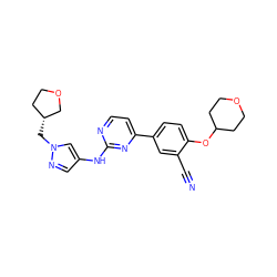 N#Cc1cc(-c2ccnc(Nc3cnn(C[C@@H]4CCOC4)c3)n2)ccc1OC1CCOCC1 ZINC000146458589