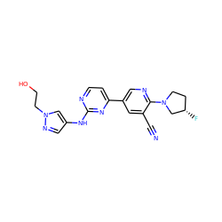 N#Cc1cc(-c2ccnc(Nc3cnn(CCO)c3)n2)cnc1N1CC[C@H](F)C1 ZINC000221245076