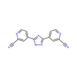 N#Cc1cc(-c2n[nH]c(-c3ccnc(C#N)c3)n2)ccn1 ZINC000049013718