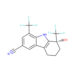 N#Cc1cc(C(F)(F)F)c2[nH]c3c(c2c1)CCC[C@]3(O)C(F)(F)F ZINC000118721194