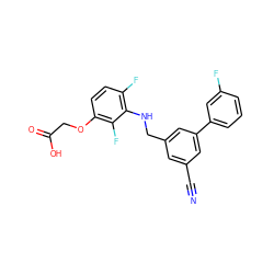 N#Cc1cc(CNc2c(F)ccc(OCC(=O)O)c2F)cc(-c2cccc(F)c2)c1 ZINC000218848307