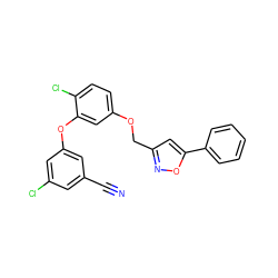 N#Cc1cc(Cl)cc(Oc2cc(OCc3cc(-c4ccccc4)on3)ccc2Cl)c1 ZINC000072111321