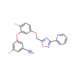 N#Cc1cc(Cl)cc(Oc2cc(OCc3nc(-c4ccccn4)no3)ccc2Cl)c1 ZINC000072110422