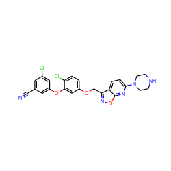 N#Cc1cc(Cl)cc(Oc2cc(OCc3noc4nc(N5CCNCC5)ccc34)ccc2Cl)c1 ZINC000045319164