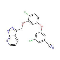 N#Cc1cc(Cl)cc(Oc2ccc(Cl)c(OCc3n[nH]c4ncccc34)c2)c1 ZINC000045318599