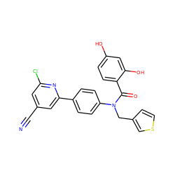 N#Cc1cc(Cl)nc(-c2ccc(N(Cc3ccsc3)C(=O)c3ccc(O)cc3O)cc2)c1 ZINC000653670274