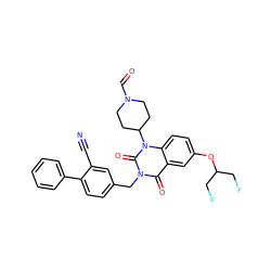 N#Cc1cc(Cn2c(=O)c3cc(OC(CF)CF)ccc3n(C3CCN(C=O)CC3)c2=O)ccc1-c1ccccc1 ZINC000043207156