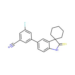 N#Cc1cc(F)cc(-c2ccc3c(c2)C2(CCCCC2)C(=S)N3)c1 ZINC000000026403