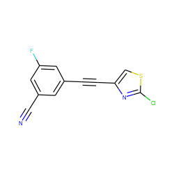 N#Cc1cc(F)cc(C#Cc2csc(Cl)n2)c1 ZINC000066077329